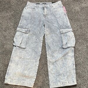 Wild Fable Blue and White Striped Cargo Pants